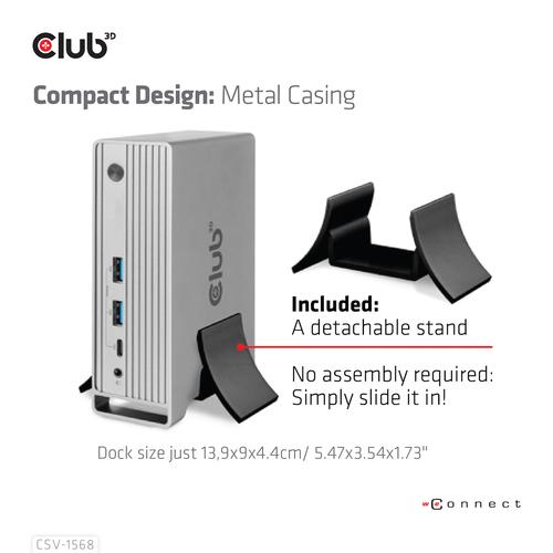 CLUB3D USB type C Universeel docking station 2x USB Gen2 Type-A 1x USB Gen1 Type-A 1x USB Type-A (ROOD) Smart Charging-poort 5V/2.4A Max. • 2x HDMI (DP Alt Mode) 1x DP (DP Alt Mode) 1x VGA 1x RJ45 max.120 Watt opladen - Image 5