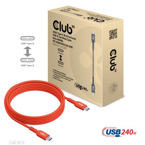 CLUB3D USB2 Type-C Bi-Directional Cable, Data 480Mb,PD 240W(48V/5A) EPR M/M 2m USB IF GECERTIFICEERD - Image 9