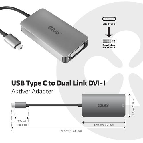 CLUB3D USB3.2 Gen1 Type-C to Dual Link DVI-D HDCP AAN versie Actieve Adapter M/V - Image 2