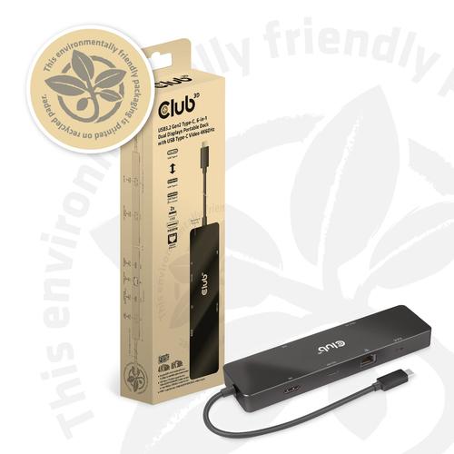 CLUB3D USB3.2 Gen2 Type-C, 6-in-1 Dual Displays Portable Dock with USB Type-C Video 4K60Hz - Image 8