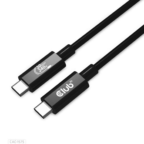 CLUB3D USB4 Gen2x2 Type-C Bi-Directional Cable 4K60Hz, Data 20Gbps, PD 240W(48V/5A) EPR M/M 2m USB IF GECERTIFCIEERD - Image 4