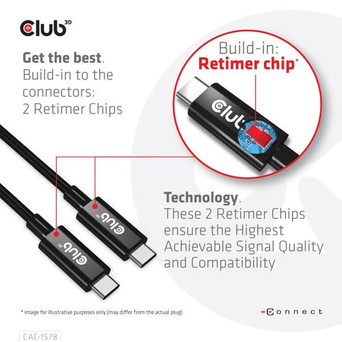 CLUB3D USB4 Gen3x2 Type-C Bi-Directional Cable 8K60Hz, Data 40Gbps, PD 240W(48V/5A) EPR M/M 2m / 6.56ft - Image 4