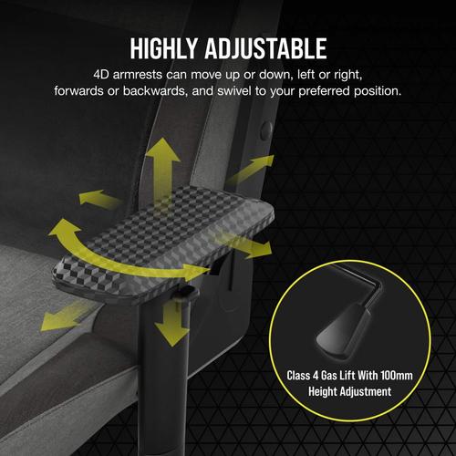 Corsair T3 RUSH (2023) Universele gamestoel Gecapitonneerde zitting Antraciet, Grijs - Image 5
