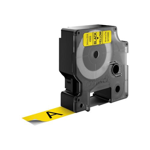 DYMO D1 -Standard Labels - Black on Yellow - 19mm x 7m - Image 1
