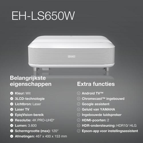 Epson EH-LS650W 4K PRO-UHD smart laserprojector, 3600 lumen, scherm van maximaal 120 inch - Image 5