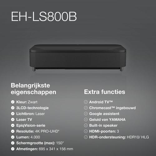 Epson EH-LS800B 4K PRO-UHD smart laserprojector, 4000 lumen, scherm van maximaal 150 inch - Image 5