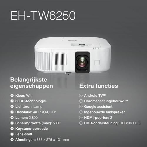 Epson EH-TW6250 4K PRO-UHD smart laserprojector, 2800 lumen, scherm van maximaal 500 inch - Image 5