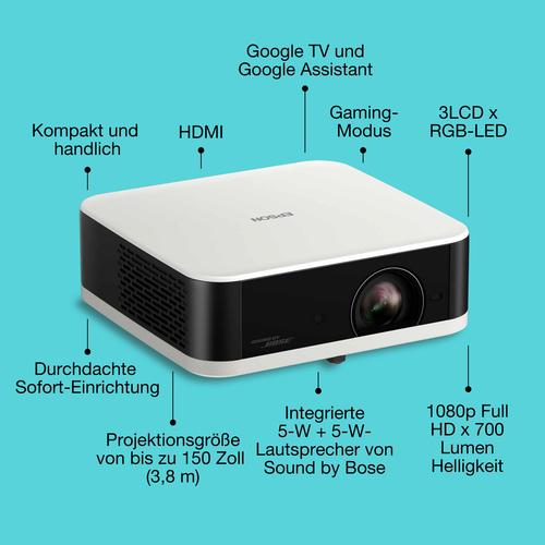 Epson V11HB72040 beamer/projector Projector met normale projectieafstand 700 ANSI lumens 3LCD 1080p (1920x1080) Zwart, Wit - Image 2