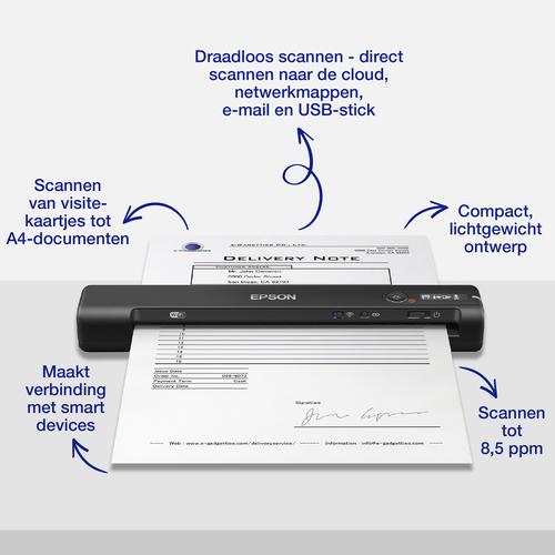 Epson WorkForce ES-60W, snelle draadloze mobiele A4-scanner met Wi-Fi-connectiviteit, ScanSmart-technologie en LCD-scherm - Image 10