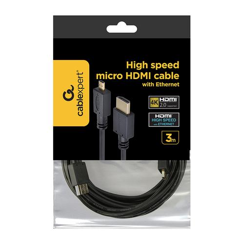 Gembird 3m HDMI-M/micro HDMI-M HDMI kabel HDMI Type A (Standaard) HDMI Type D (Micro) Zwart - Image 4