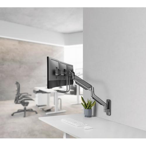 Gembird Monitorarm met gasveer voor 3 monitoren (wandmontage), space grey - Image 9