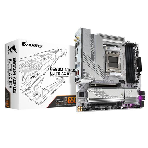 GIGABYTE B650M AORUS ELITE AX ICE moederbord AMD B650 Socket AM5 micro ATX