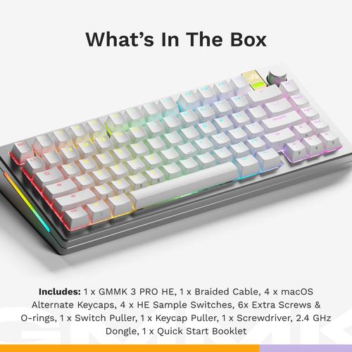 Glorious Gaming GMMK 3 PRO HE 75% Prebuilt toetsenbord Gamen RF-draadloos + Bluetooth QWERTY Amerikaans Engels Zilver - Image 2