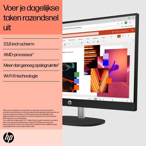 HP 24-cr0050nd AMD Ryzen™ 5 7520U 60,5 cm (23.8") 1920 x 1080 Pixels Alles-in-één-pc 8 GB LPDDR5-SDRAM 512 GB SSD Windows 11 Home Wi-Fi 6 (802.11ax) Zwart - Image 2