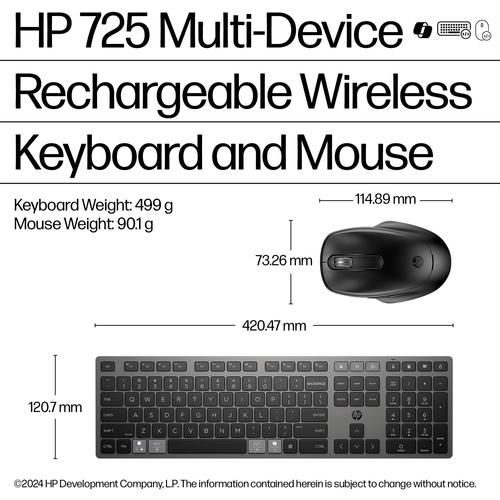 HP 720 Multi-Device Rechargeable Wireless Keyboard and Mouse Combo - Image 3