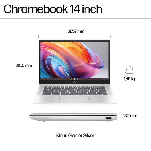 HP Chromebook 14a-nf0050nd Intel® N N100 35,6 cm (14") Full HD 4 GB LPDDR5-SDRAM 128 GB Flash Wi-Fi 6E (802.11ax) ChromeOS Zilver - Image 2