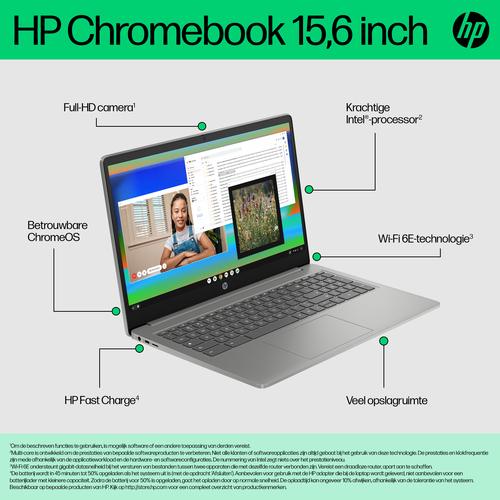 HP Chromebook 15a-nb0210nd Intel® Core™ i3 i3-N305 39,6 cm (15.6") Full HD 8 GB LPDDR5-SDRAM 128 GB UFS Wi-Fi 6 (802.11ax) ChromeOS Zilver - Image 4