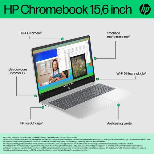 HP Chromebook 15a-nb0210nd Intel® Core™ i3 i3-N305 39,6 cm (15.6") Full HD 8 GB LPDDR5-SDRAM 128 GB UFS Wi-Fi 6 (802.11ax) ChromeOS Zilver - Image 5