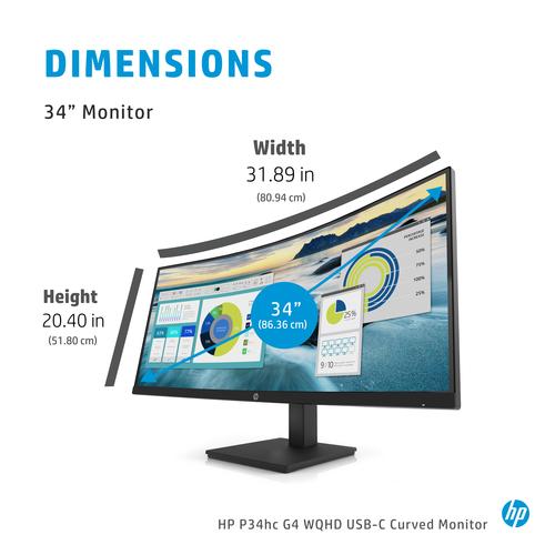 HP P34hc G4 WQHD USB-C Curved monitor - Image 3