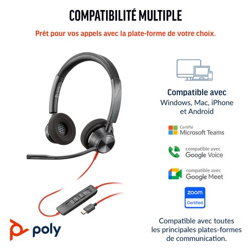 HP Poly Blackwire 3320 Stereo USB-C Headset + USB-C/A adapter - Image 5