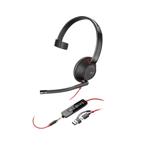 HP Poly Blackwire 5210 mono USB-C-headset + 3,5 mm stekker + USB-C/A-adapter (bulk) - Image 1
