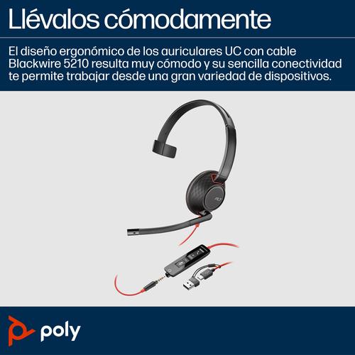 HP Poly Blackwire 5210 mono USB-C-headset + 3,5 mm stekker + USB-C/A-adapter (bulk) - Image 8