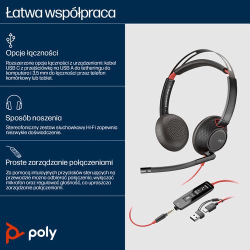 HP Poly Blackwire 5220 Stereo USB-C Headset + 3,5 mm plug + USB-C/A adapter - Image 5
