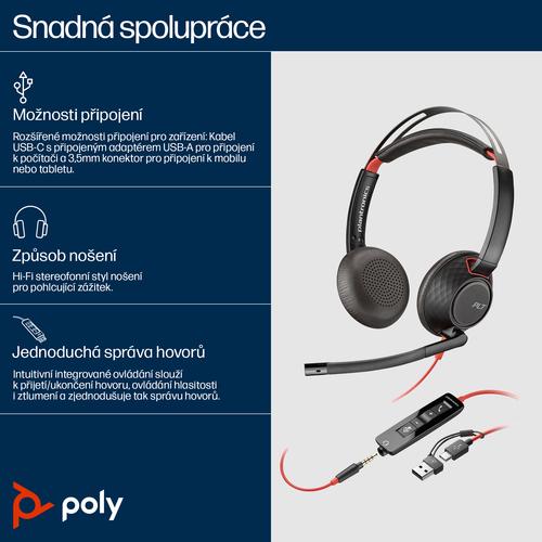 HP Poly Blackwire 5220 Stereo USB-C Headset + 3,5 mm plug + USB-C/A adapter - Image 10