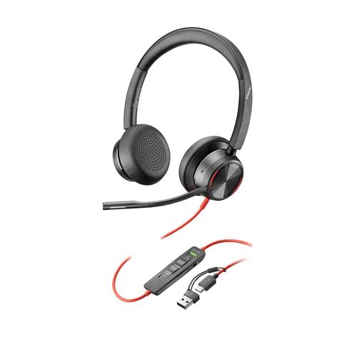 HP Poly Blackwire 8225 Stereo USB-C Headset + USB-C/A adapter