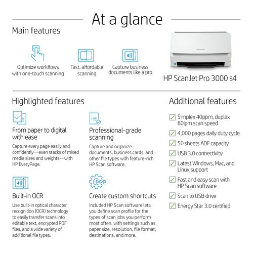 HP Scanjet Pro 3000 s4 Paginascanner 600 x 600 DPI A4 Zwart, Wit - Image 2