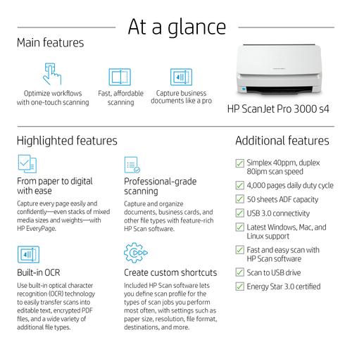 HP Scanjet Pro 3000 s4 Paginascanner 600 x 600 DPI A4 Zwart, Wit - Image 4