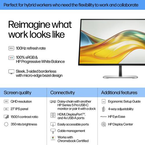 HP Series 5 Pro 27 inch QHD-monitor - 527pq - Image 2