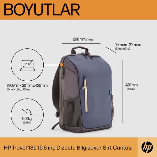 HP Travel 15,6 Blue Night Laptop Backpack, 18 liter - Image 3