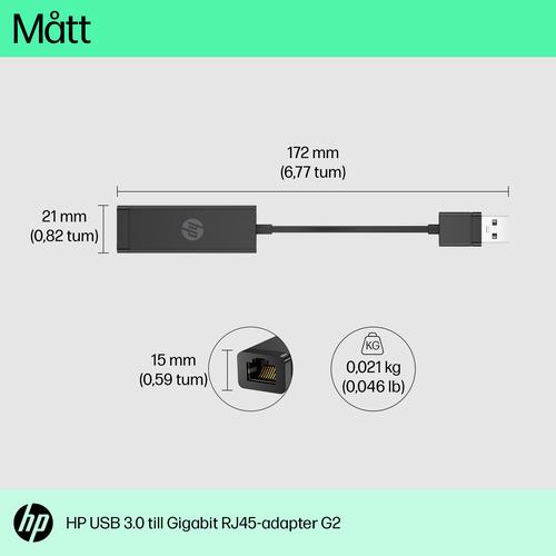 HP USB 3.0-naar-Gigabit RJ45-adapter G2 - Image 10