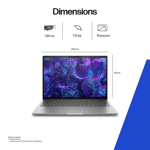 HP ZBook 8 G1i 16 Intel Core Ultra 9 285H Mobiel werkstation 40,6 cm (16") WUXGA 8 GB DDR5-SDRAM 1 TB SSD NVIDIA RTX 500 Ada Wi-Fi 7 (802.11be) Windows 11 Pro AI Workstation, AI PC Zilver - Image 2