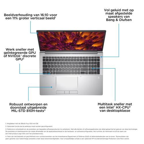 HP ZBook Fury 16 G10 Intel® Core™ i9 i9-13950HX Mobiel werkstation 40,6 cm (16") WQUXGA 32 GB DDR5-SDRAM 1 TB SSD NVIDIA RTX 4000 Ada Wi-Fi 6E (802.11ax) Windows 11 Pro Grijs - Image 4