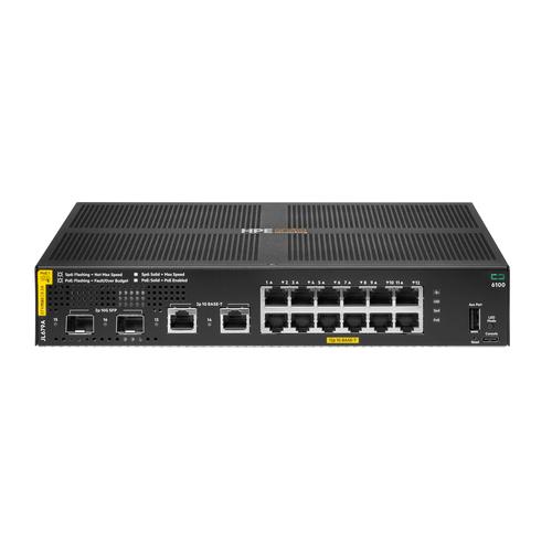 HPE Aruba Networking CX 6100 12G Class4 PoE 2G/2SFP+ 139W Switch Managed L3 Gigabit Ethernet (10/100/1000) Power over Ethernet (PoE) 1U Zwart