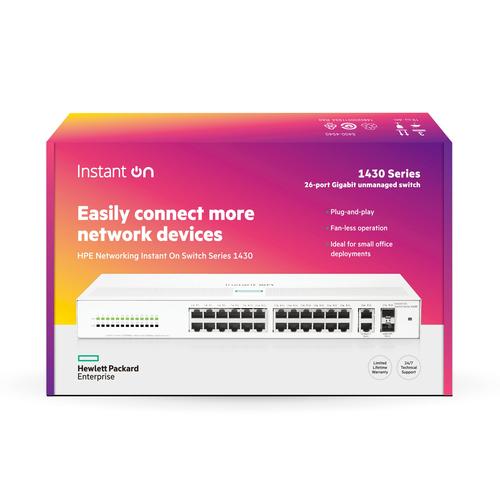 HPE Aruba Networking Networking Instant On Switch 26p Gigabit 2p SFP 1430 Unmanaged L2 Gigabit Ethernet (10/100/1000) 1U Wit - Image 3