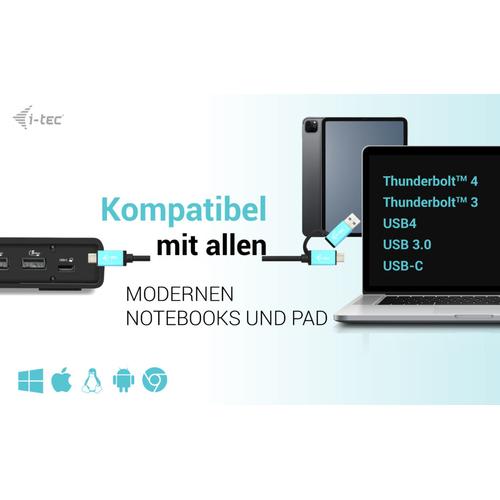 i-tec USB 3.0 / USB-C / Thunderbolt 3 Dual Display Docking Station Gen2 + Power Delivery 100W - Image 4