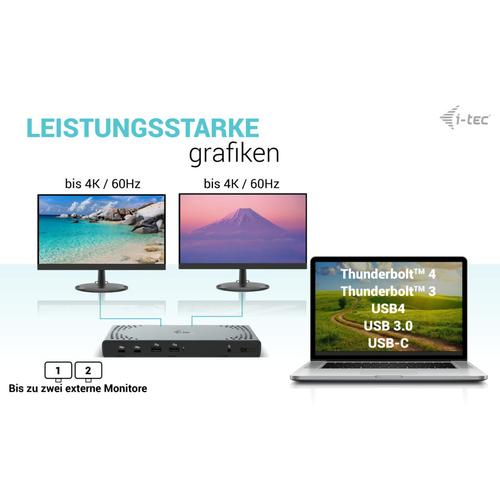 i-tec USB 3.0 / USB-C / Thunderbolt 3 Dual Display Docking Station Gen2 + Power Delivery 100W - Image 5
