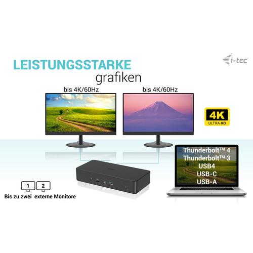 i-tec USB 3.0 / USB-C / Thunderbolt 3 Professional Dual 4K Display Docking Station Generation 2 + Power Delivery 100W - Image 6