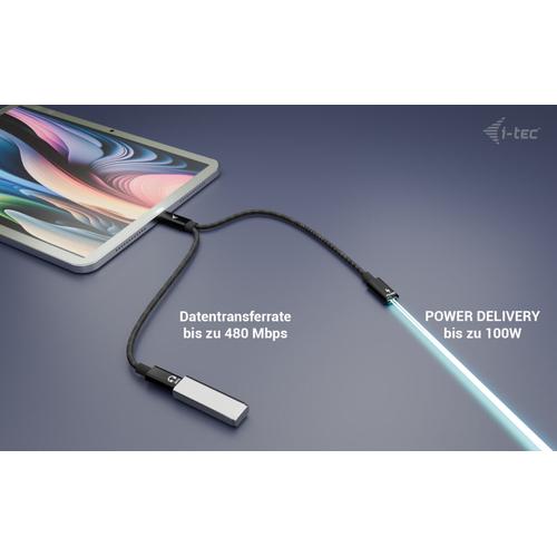 i-tec USB-C Cable Splitter Audio/Data + Power Delivery 100W - Image 4