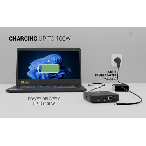 i-tec USB-C Dual HDMI Docking Station with Power Delivery 100 W + Universal Charger 100W - Image 6