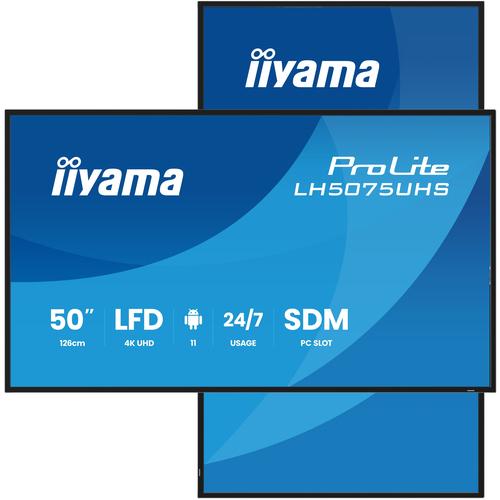 iiyama LH5075UHS-B2AG beeldkrant Digitale signage flatscreen 125,7 cm (49.5") LCD Wifi 500 cd/m² 4K Ultra HD Zwart Type processor Android 11 24/7 - Image 1