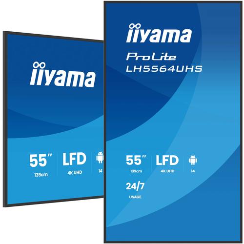 iiyama LH5564UHS-B1AG beeldkrant Digitale signage flatscreen 139,7 cm (55") Wifi 500 cd/m² 4K Ultra HD Zwart Type processor Android 24/7 - Image 1
