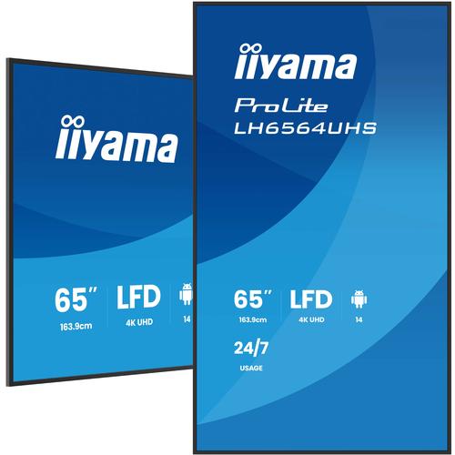 iiyama LH6564UHS-B1AG beeldkrant Digitale signage flatscreen 165,1 cm (65") Wifi 500 cd/m² 4K Ultra HD Zwart Type processor Android 24/7 - Image 1