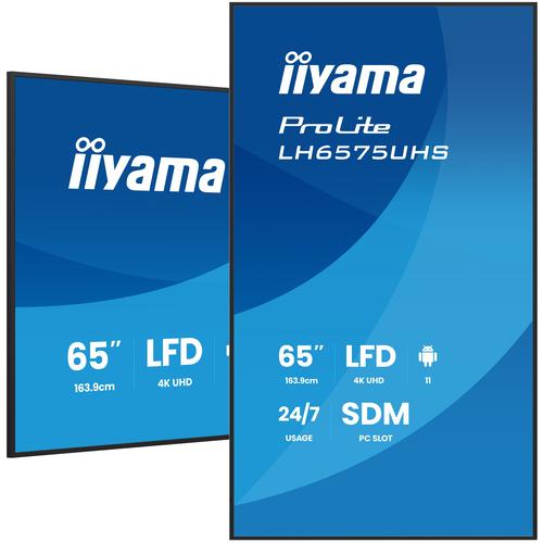 iiyama LH6575UHS-B2AG beeldkrant Digitale signage flatscreen 163,8 cm (64.5") LCD Wifi 500 cd/m² 4K Ultra HD Zwart Type processor Android 11 24/7 - Image 1