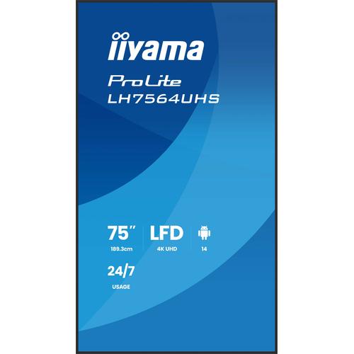 iiyama LH7564UHS-B1AG beeldkrant Digitale signage flatscreen 190,5 cm (75") Wifi 500 cd/m² 4K Ultra HD Zwart Type processor Android 24/7 - Image 9