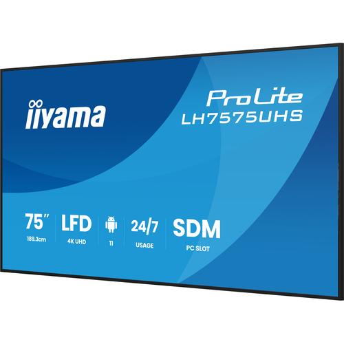 iiyama LH7575UHS-B2AG beeldkrant Digitale signage flatscreen 190,5 cm (75") LCD Wifi 500 cd/m² 4K Ultra HD Zwart Type processor Android 11 24/7 - Image 2