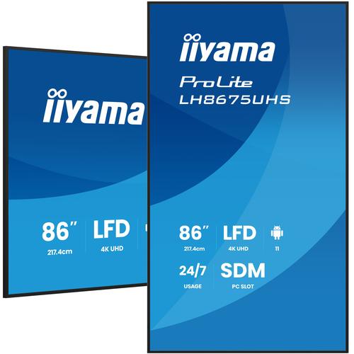 iiyama LH8675UHS-B2AG beeldkrant Digitale signage flatscreen 2,17 m (85.6") LCD Wifi 500 cd/m² 4K Ultra HD Zwart Type processor Android 11 24/7 - Image 1
